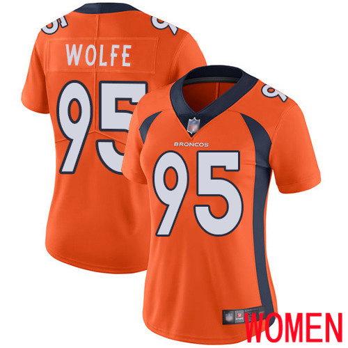 Women Denver Broncos 95 Derek Wolfe Orange Team Color Vapor Untouchable Limited Player Football NFL Jersey